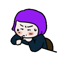 a cartoon of a girl with purple hair laying on the floor