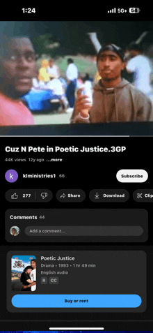 a screenshot of a movie called cuz n pete in poetic justice