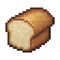 a loaf of bread is shown in a pixel art style on a white background .