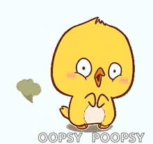 a cartoon chicken is standing on its hind legs and pooping .