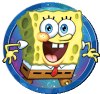 a cartoon of spongebob squarepants with blue eyes and a red tie