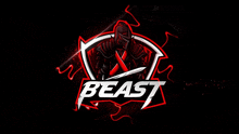 a logo for a gaming team called beast with a knight holding a sword