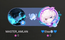 master amlan and elsa are shown on a screen