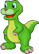 a pixel art of a green and yellow dinosaur with its mouth open .