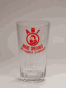 a glass that says a.b. on it