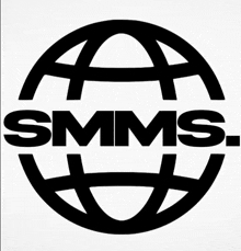 a black and white logo for smms with a globe in the center