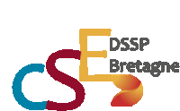 a logo for dssp bretagne with a blue s and red s