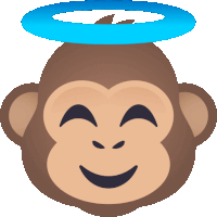 a cartoon monkey with a blue halo on its head