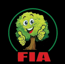 a cartoon tree is giving a thumbs up and the word fia is below it