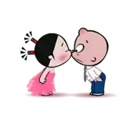 a boy and a girl are kissing each other in a cartoon