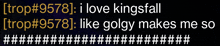 a black background with yellow text that says i love kingsfall