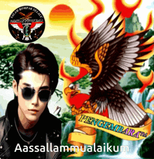 a picture of a man and an eagle with the words aasssalammualaikum at the bottom