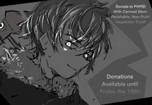 a black and white drawing of a person with the words " donate to phms " on the bottom