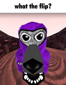 a picture of a purple bird with the words what the flip on the bottom