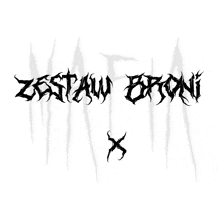 a black and white logo for zestaw broni with an x