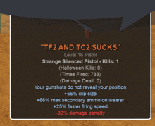 a screenshot of a video game that says " tf2 and tc2 sucks " on it