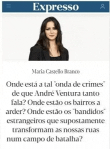 a woman is featured in an expresso article about crimes