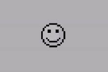 a pixel art smiley face on a gray background .