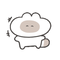 a drawing of a sheep with its eyes closed and a tail