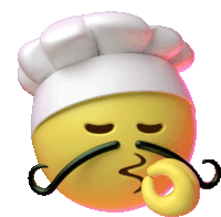 a yellow smiley face wearing a chef 's hat and a mustache