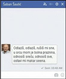 a screenshot of a text message between a man named gaban saulic