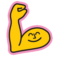 a cartoon drawing of a yellow arm with a smiling face