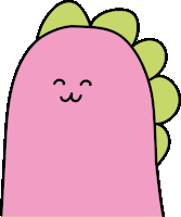 a cartoon drawing of a pink and green monster