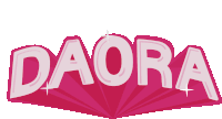 a pink and white logo for daora with a white background