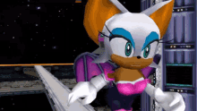 rouge the bat from sonic the hedgehog is holding a sword in a video game