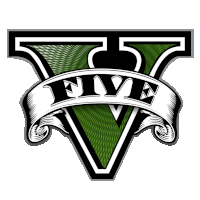 the logo for grand theft auto five has a green and white v