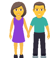 a man and a woman holding hands in a cartoon