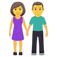 a man and a woman holding hands in a cartoon