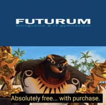 a futurum advertisement with a picture of a penguin on it