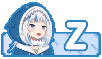 a picture of a girl wearing a shark hood with the letter z below it