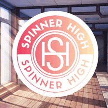 a logo for spinner high is shown in front of a window