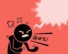 a cartoon drawing of an angry man with a speech bubble that says @ # %