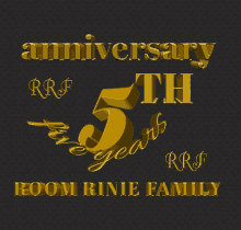 a black background with gold letters that say anniversary 5th and roomi rinie family