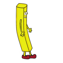 a cartoon drawing of a french fry with arms and legs .