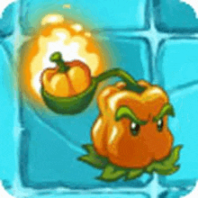 a cartoon pepper with a flame coming out of it is on a blue tile wall .