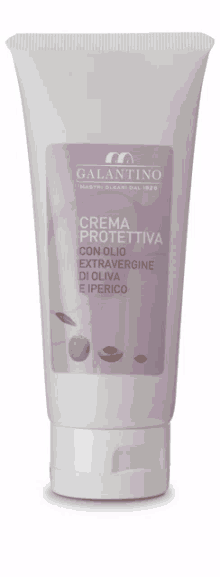 a white tube with a label that says " crema protettiva "