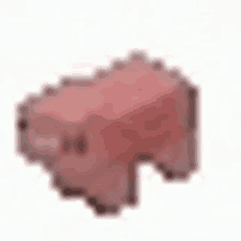 a pixel art of a pink pig on a white background