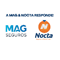 two logos for mag seguros and nocta are displayed on a white background