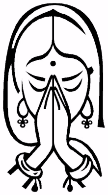 a black and white drawing of a woman praying