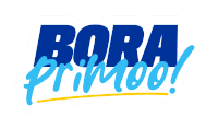 a blue and white sticker that says bora primoo on it