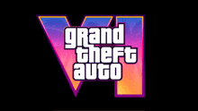 a logo for grand theft auto vi is displayed on a dark background