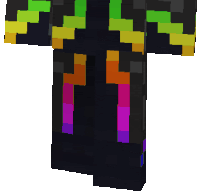 a minecraft character with rainbow colored wings and a black background