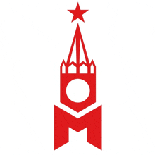 a red icon of a tower with a red star on top