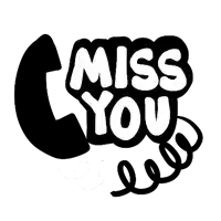 a black and white image of a phone with the words miss you written on it