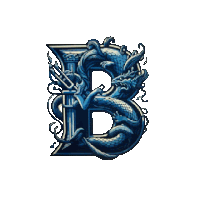 the letter b is decorated with a snake and a trident