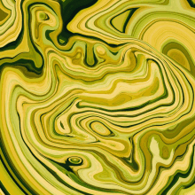 a painting of a swirl of green and yellow